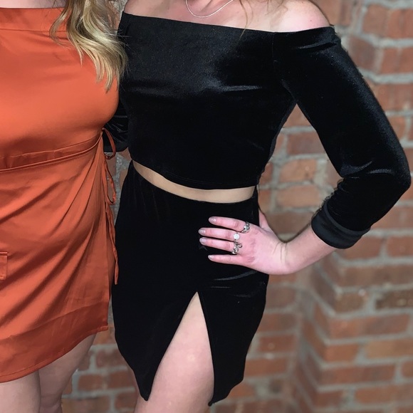 black velvet two piece set